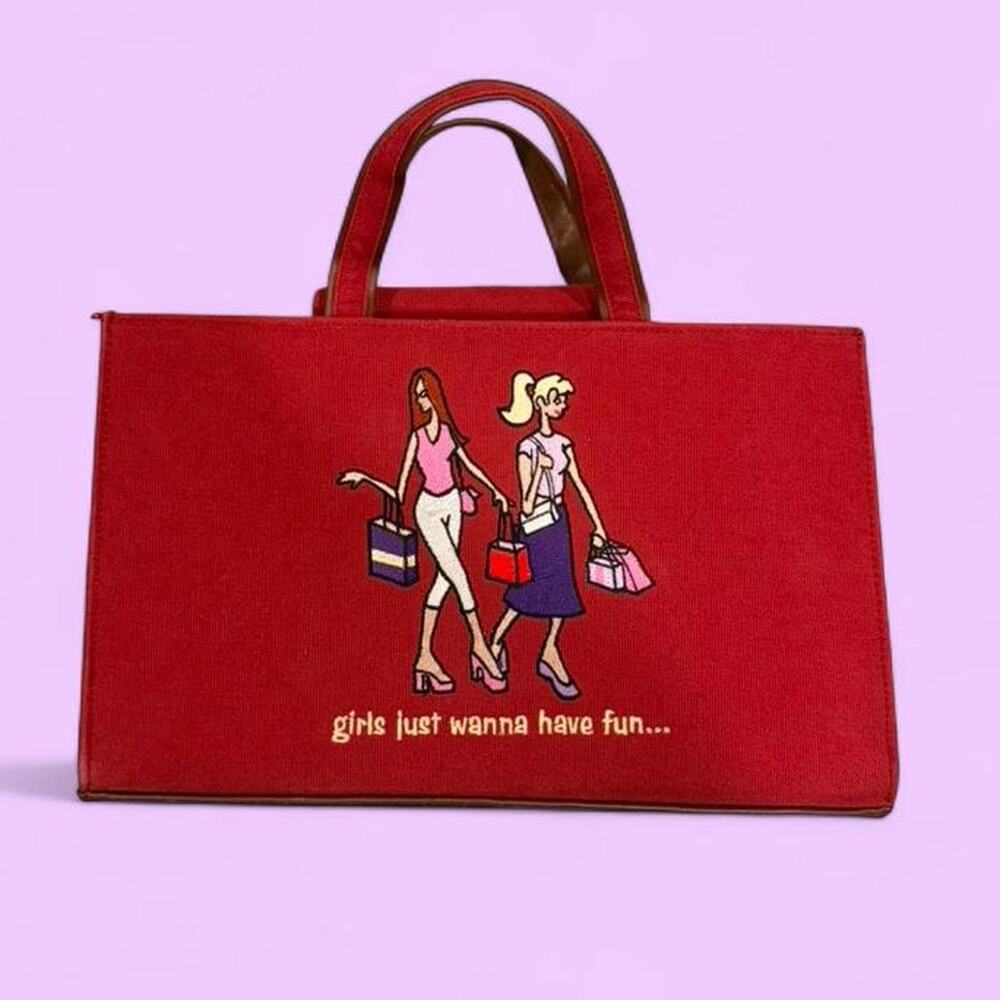 Red and pink embroidered purse